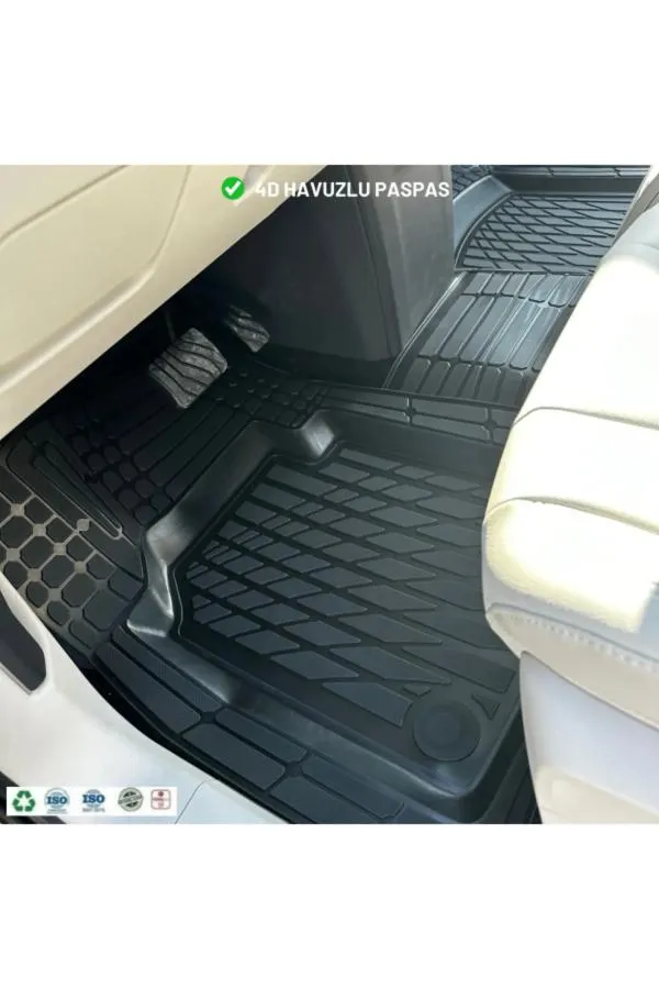 Skoda Kamiq 2019 İLE TAM uyumlu 4D Havuzlu Üniversal Yeni Nesil Paspas Siyah Gold 4D CAR MAT