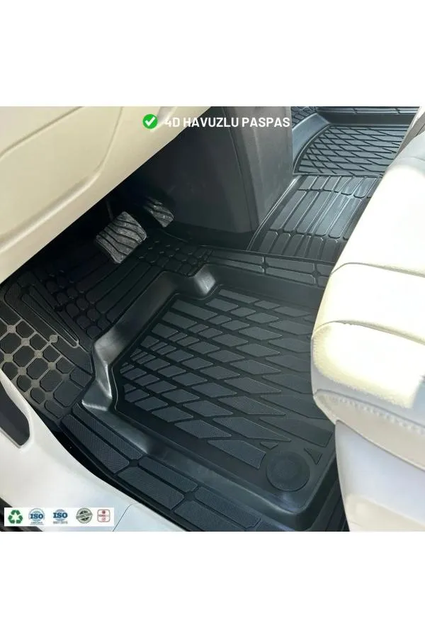 Renault Koleos 2019 İLE TAM uyumlu 4D Havuzlu Üniversal Yeni Nesil Paspas Siyah Gold 4D CAR MAT