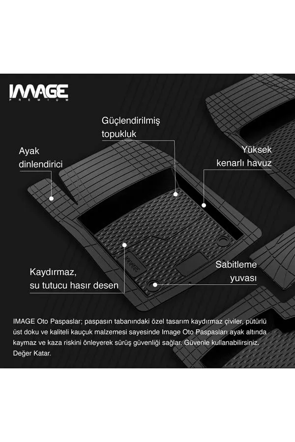 Image Skoda Karoq Suv (2017 - ….) Ekstra Havuzlu Universal 3D Plus  Kauçuk Oto Paspas Siyah